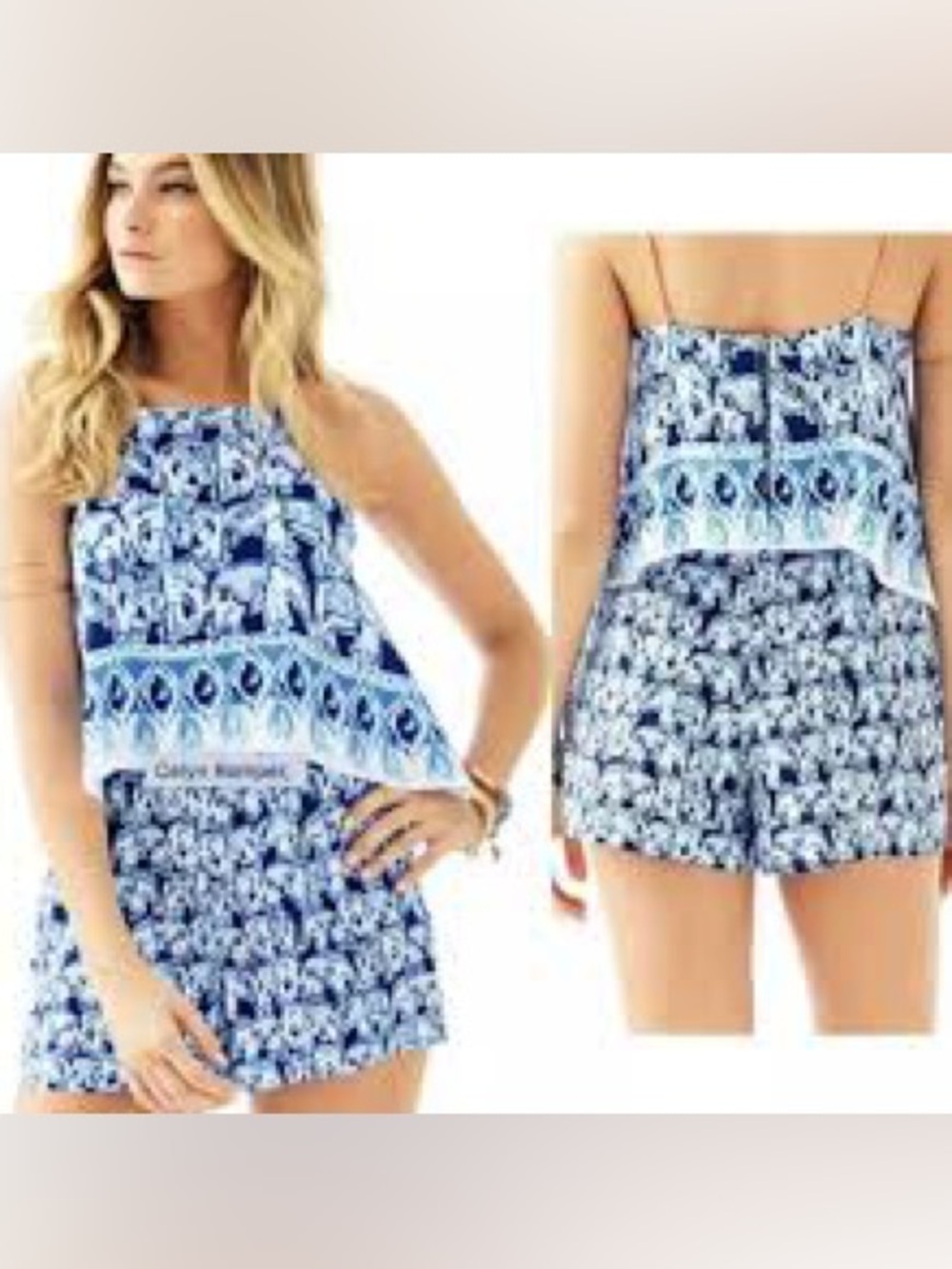 Lilly Pulitzer Celyn Romper "Bomber Blue Get Trunky" size 6